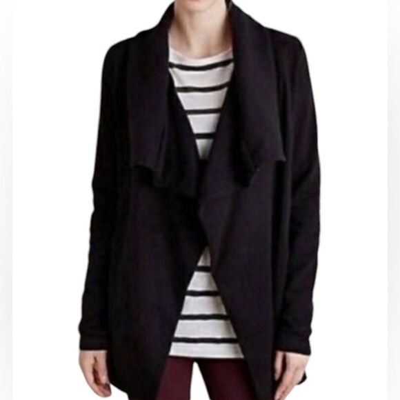 Anthropologie Saturday Sunday Black Convertible Hooded Open Cardigan Size Medium - Picture 1 of 9
